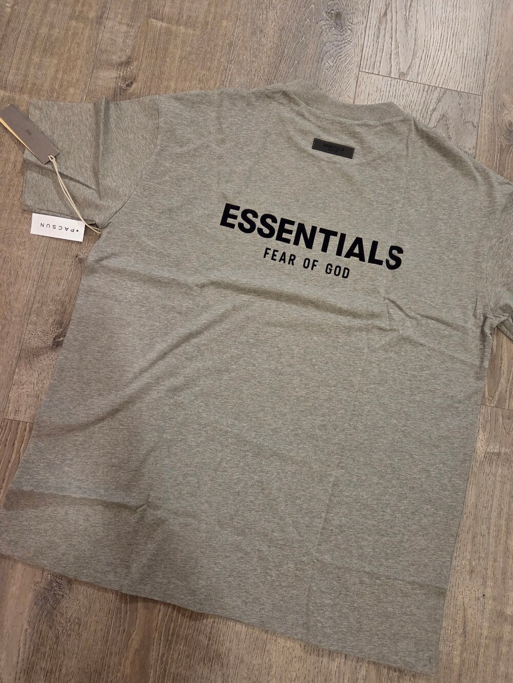 Fear of God Essentials Dark Oatmeal Tee with Black Logo